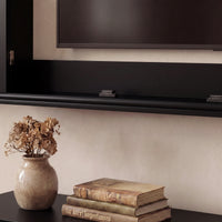 65.7" Black Wall‑Mount Hidden TV Media Cabinet with 4 Panel Doors, Fits Up To 60" TVs