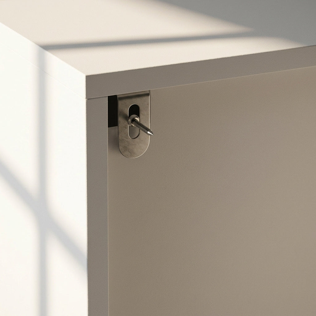 31.5 Inches White Engineered Wood Tall Garage Storage Cabinet with 2 Upper Doors and 3 Lower Drawers