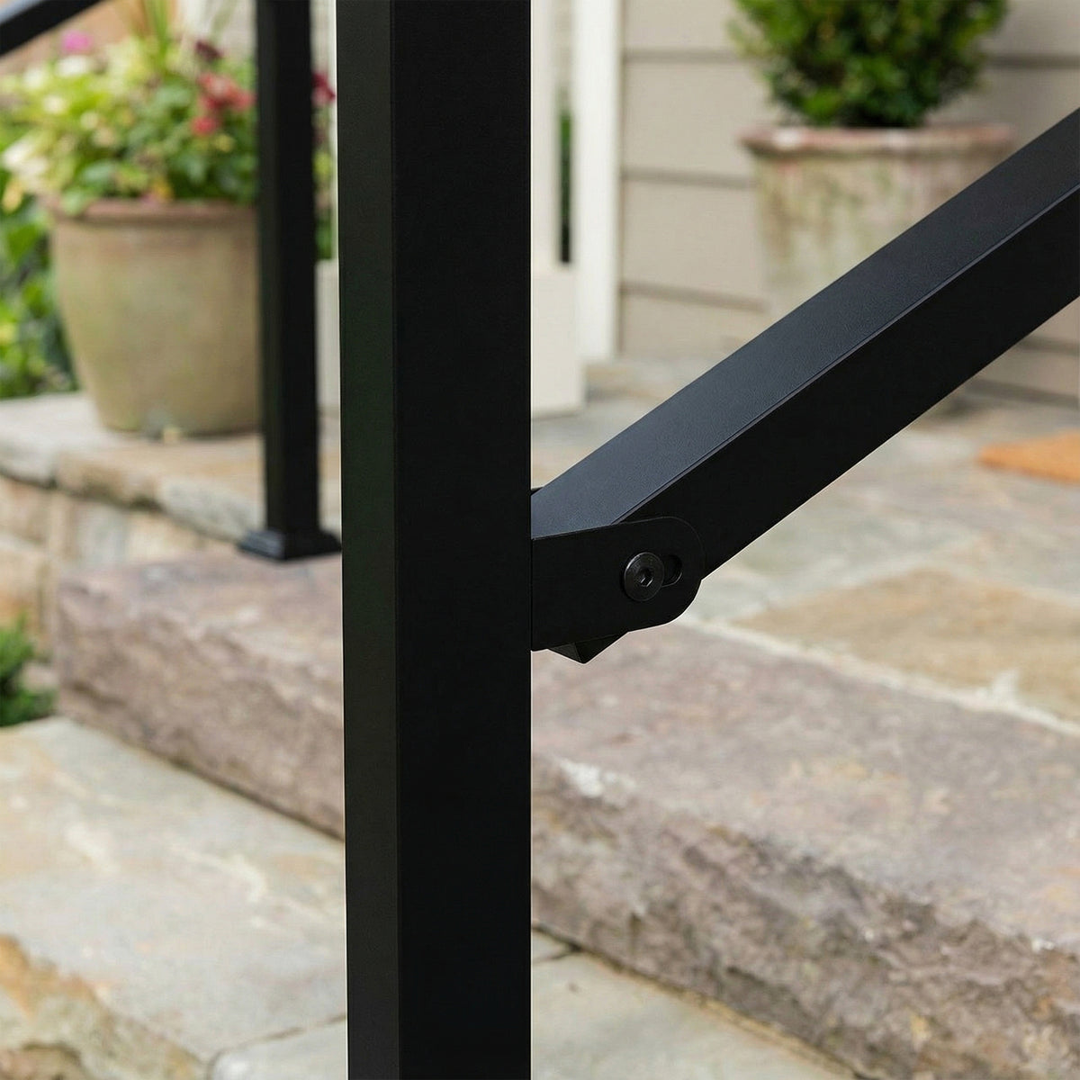 68.5" Modern Matte Black Stair Banister (Set of 3)