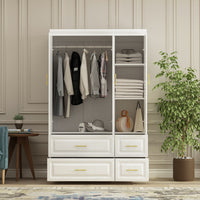 Wardrobe Heavy Duty Clothes Closet Storage Cabinet Armoire with Metal Handles for Small Living