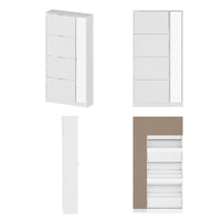 31.5" Modern White Flip-Down Shoe Cabinet with 3 Tiers & 28 Pair Capacity