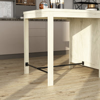 63" Industrial Natural Kitchen Island With Black Glass Door Storage Cabinets