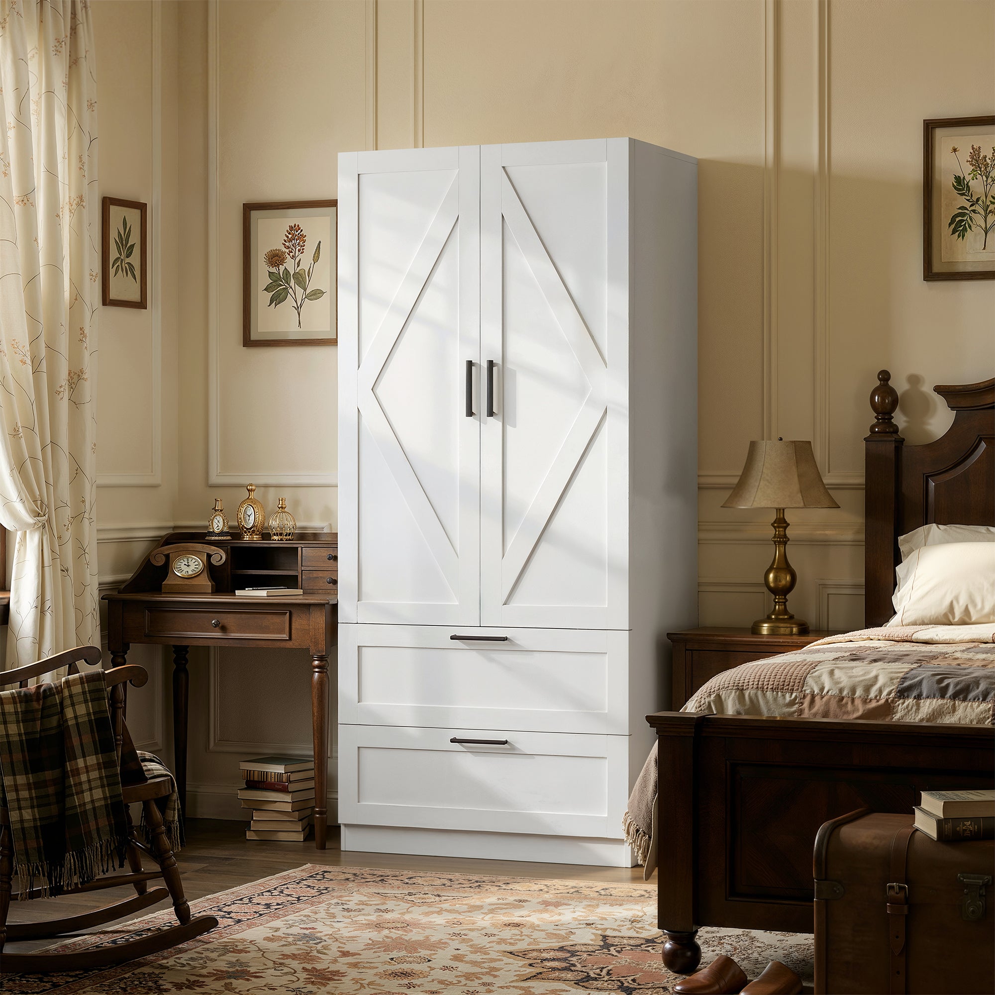 White Armoire with 2 Doors and 2 Drawers