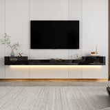 110 inches Modern Minimalist Black TV Stand Floating High Gloss TV Stand With LED Light