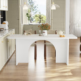 74.8 inches Modern Minimalist White Dining Table With Arched, Openwork Legs