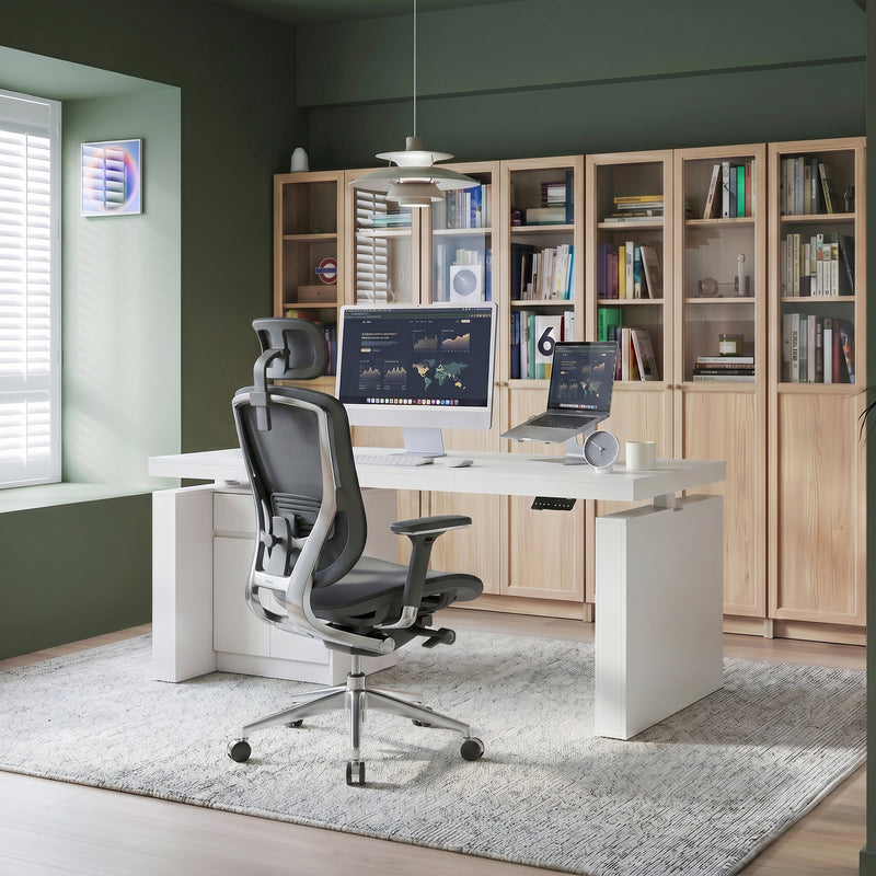 71 inches Modern Minimalist White Standing Desk with Adjustable Height