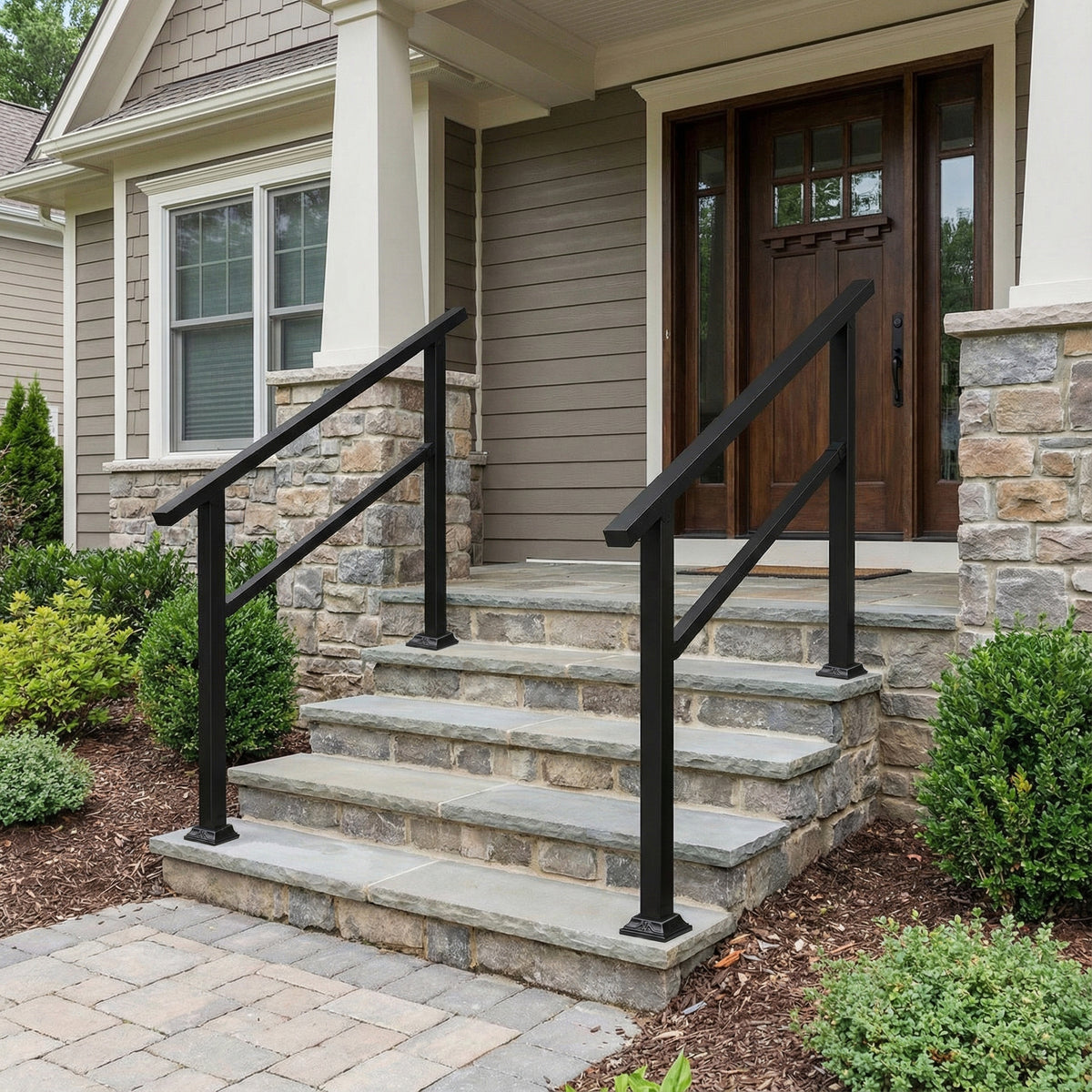 68.5" Modern Matte Black Stair Banister (Set of 3)