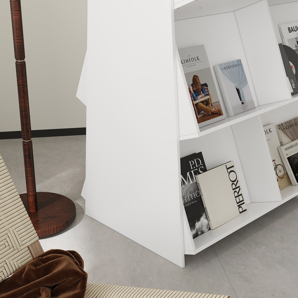 39.4" Modern White Display Bookcase with Open Shelves