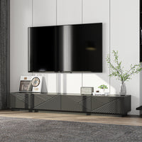 78.7" Modern Black Media Console TV Stand with Drop-Down Doors