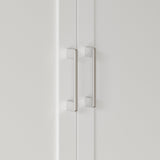 110.2 inch Modern White Bookcase with 11 Drawers and Glass Doors