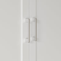 110.2" Modern White Bookcase with 11 Drawers and Glass Doors