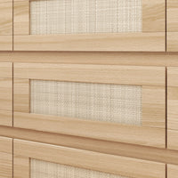 62.9" Modern Country Natural Medium Wood Dresser With 9 Pull-out Drawers