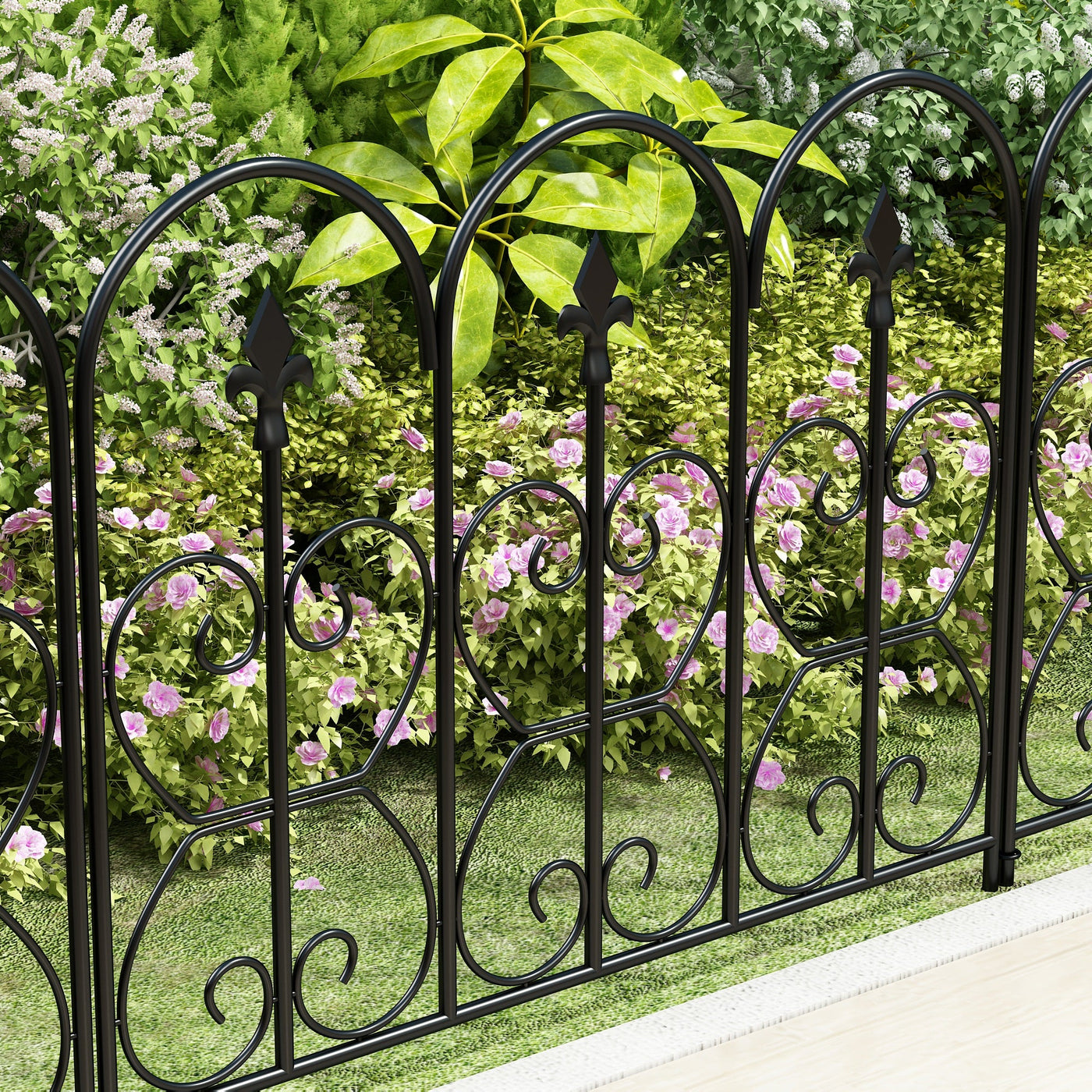24" Modern Classic Black Metal Fencing with 5 Panel(s) Included