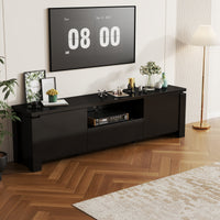 70" Modern Black TV Stand with LED Lights & Storage