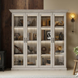68.5 inch China Cabinet with 4 Glass Doors and Light