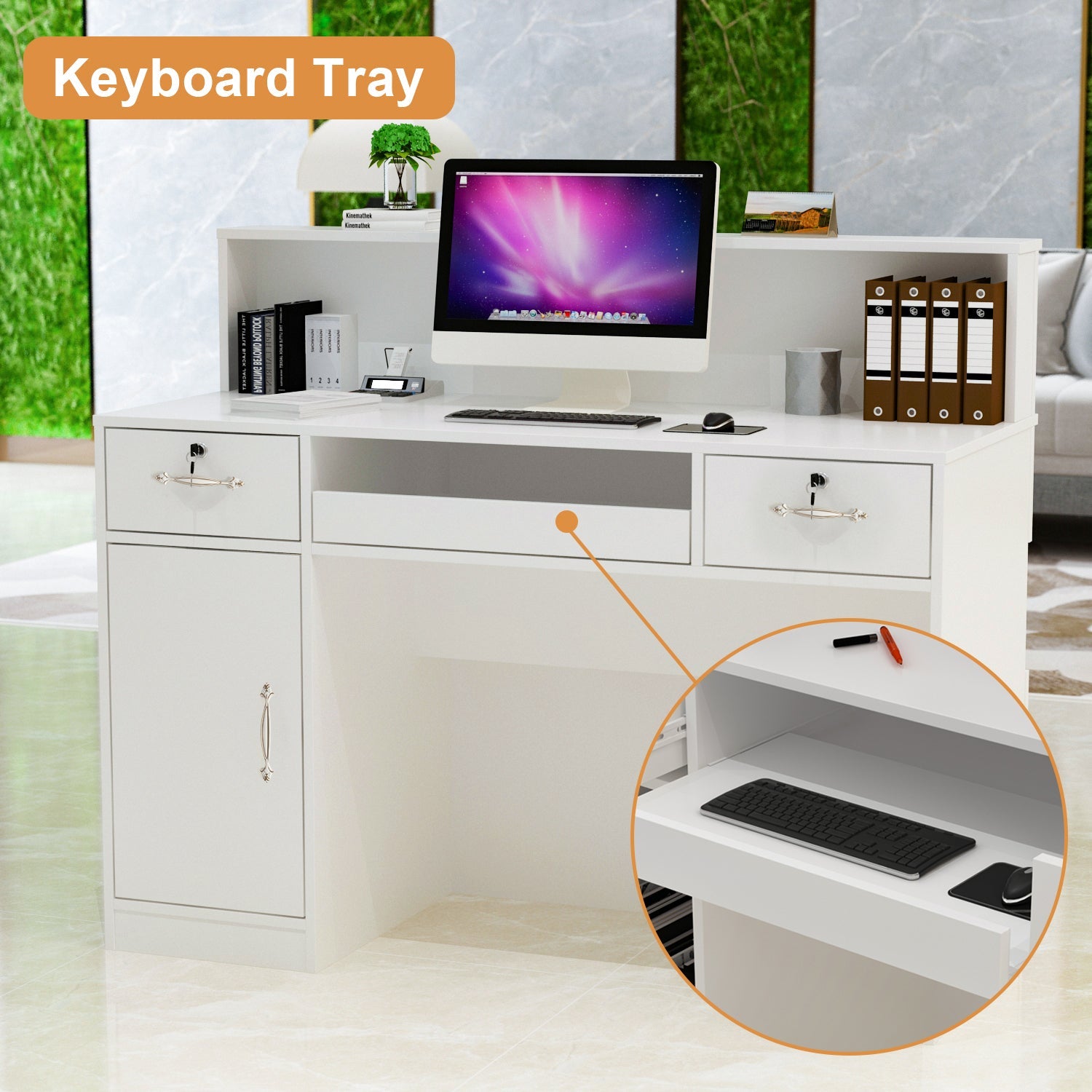 Modern Reception Desk Counter Desk with LED Lighting for Hall Entrance