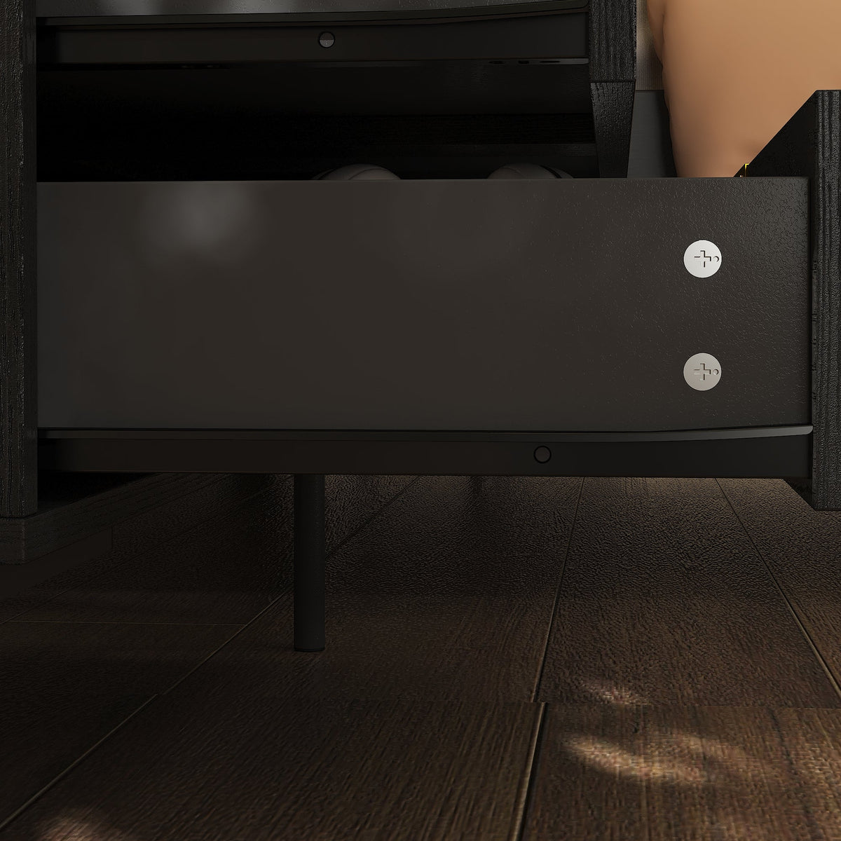 31.5" Modern Black 3-Drawer Nightstand with Metal Legs
