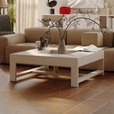 43.3 inch Modern Gray Square Coffee Table with Fluted Design
