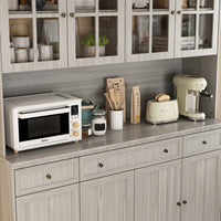 61.2" Mid-Century Modern Wood Storage Cabinet with Drawers for Kitchen and Living Room