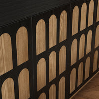 59" Mid-century Black Sideboard with 2 Drawers and 4 Doors