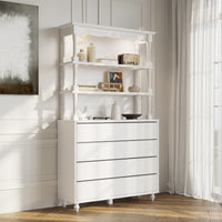 47.2" Contemporary White Display Cabinet with LED Lighting & Glass Doors