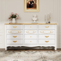 47.2" Elegant White 12-Drawer Accent Chest with Gold Handles