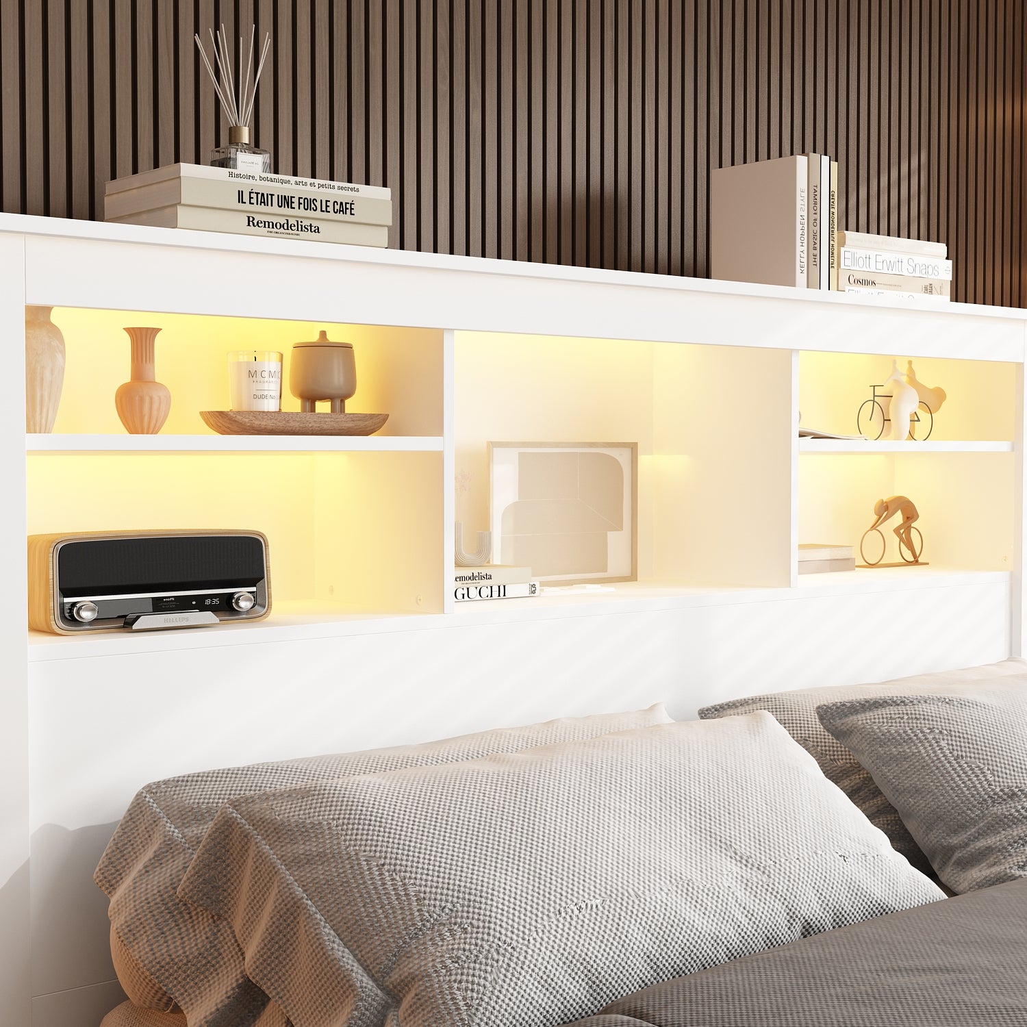 43'' H X 65'' W Queen Bookcase Headboard