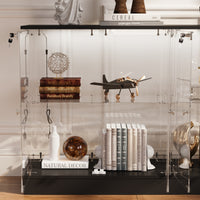 55.1" Modern Black Sideboard Display Case with LED Lighting & Full Glass Design