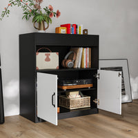 31.5" Modern Black/White Filing File Storage Cabinet With Swing Doors