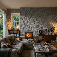 Light Gray Rough Faux Stone Wall Panel Set of 5, Indoor & Outdoor Lightweight Decor Wall Panels