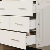55.1" Modern White Dresser with Glass Legs
