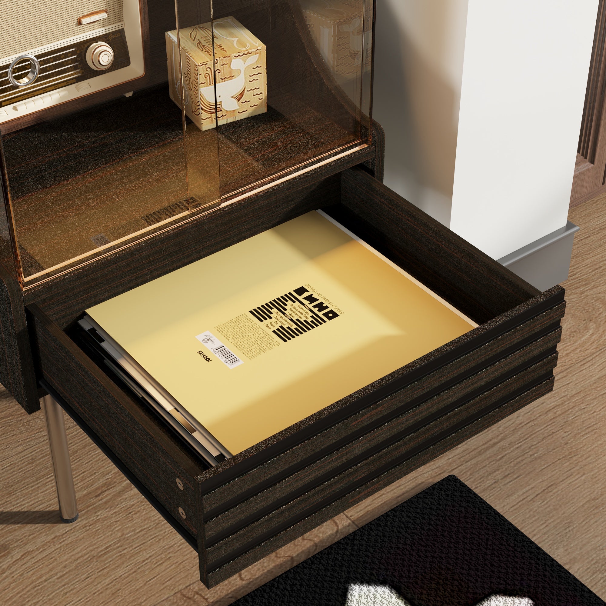 Brown Tempered Glass Nightstand 