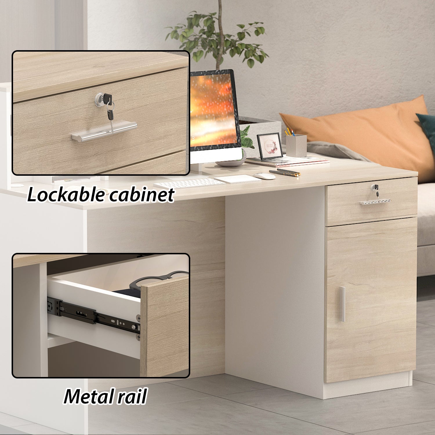 Reception Desk with Counter & Filing Cabinets for Checkout & Retail