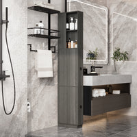 6.7" Slim White Narrow Bathroom Storage Cabinet with Shelves & 2 Drawers