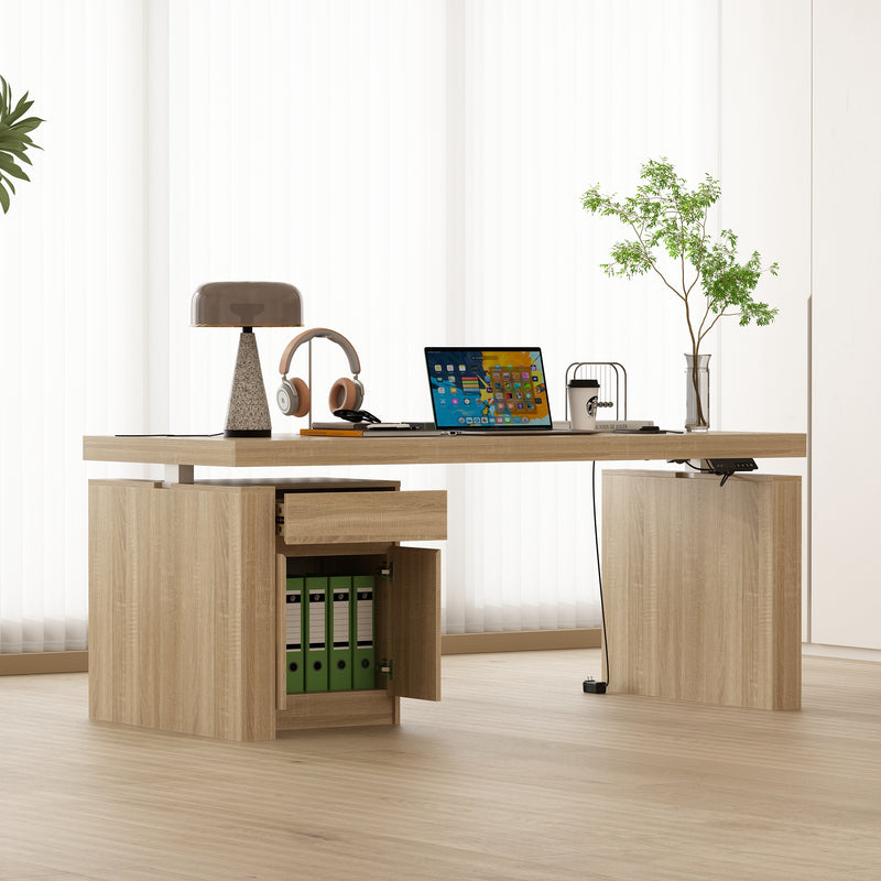 71 inches Modern Minimalist White Standing Desk with Adjustable Height