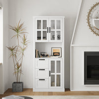31.5" Contemporary White China Cabinet with Glass Doors & Drawers