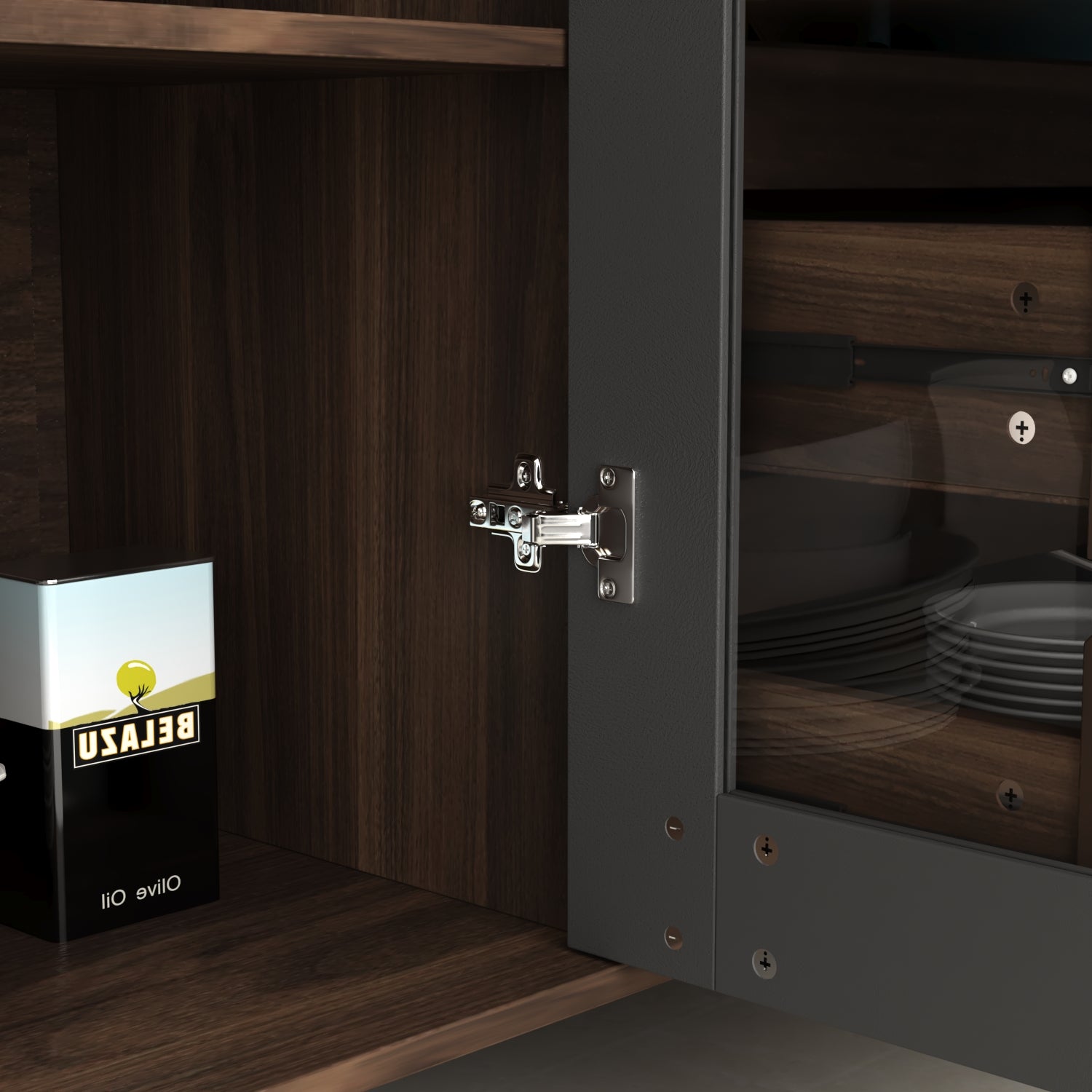 Storage Sideboard Cabinet Cupboard with Drawers and Glass Doors for Kitchen Organization