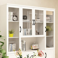 Vila 63" White Display Cabinet & Bookcase with Open Shelf and 3 Drawers