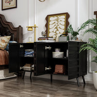 55.1" Modern Minimalist Black Buffet Cabinet with Storage