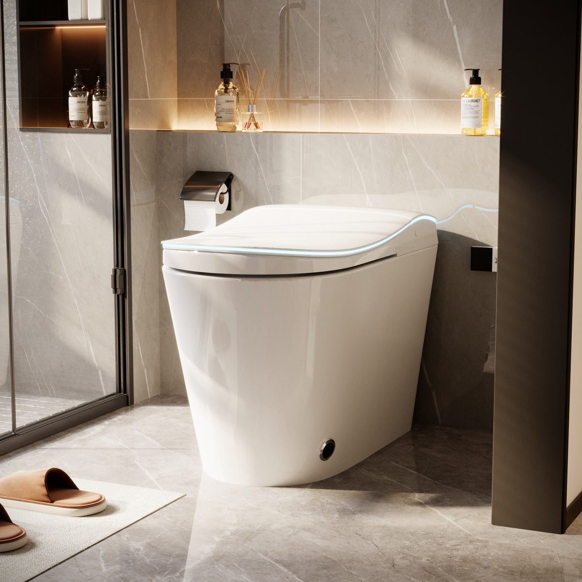28.2" Modern White Smart Bidet Toilet with UV Sterilization, Heated Seat, Pre-Wash and Warm Air Dryer