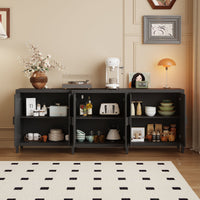 94.5" Modern Black 6-Door Storage Cabinet with Strong Storage