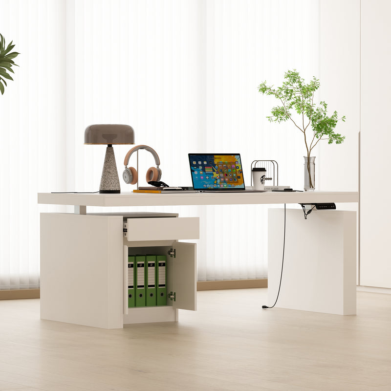 71 inches Modern Minimalist White Standing Desk with Adjustable Height