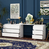 102.4 inches Modern White Convertible Vanity Table Makeup Vanity With 9 Drawers