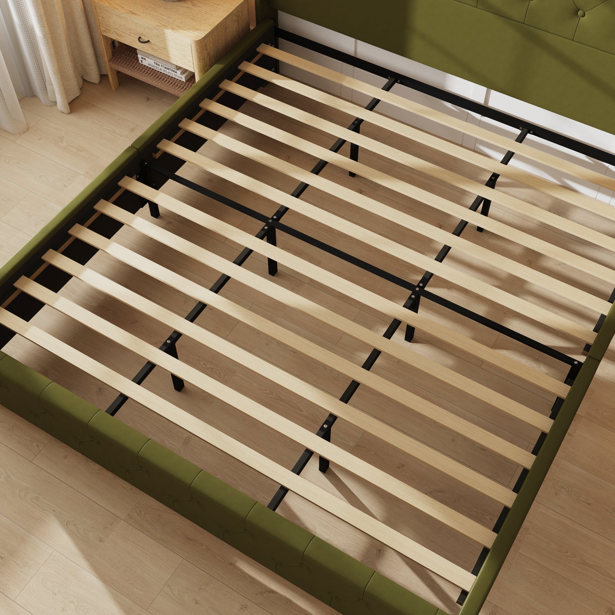 King Size Upholstered Bed With Sturdy Frame