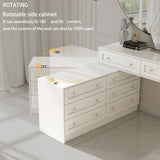 95 inches Modern Glam White Dresser and Vanity With Lights And Versatile Storage