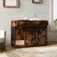 47.2" Heavy-Duty Brown Dog Crate with Barn Doors and Steel Frame