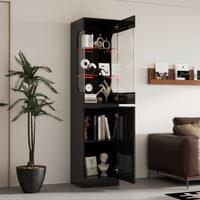 15.7" Modern Black Display Cabinet with 3-Color Adjustable Lights