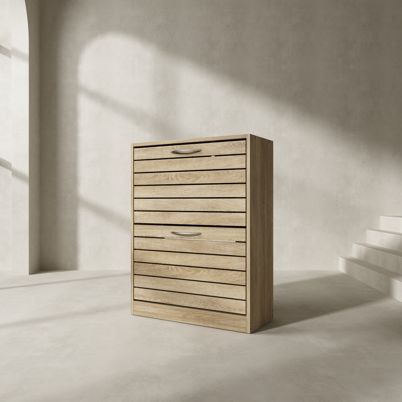 Shoe Cabinet with 2 Flip Drawers 2-Tire Shoe Storage Cabinet for Entryway