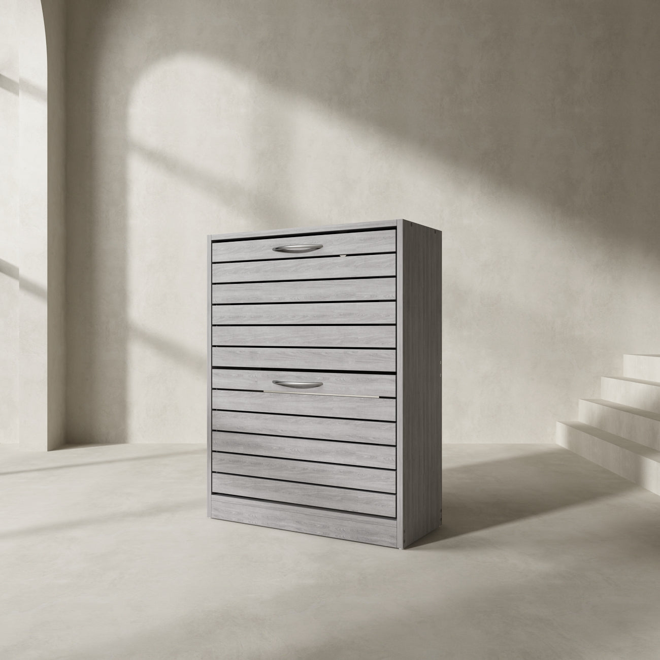 Shoe Cabinet with 2 Flip Drawers 2-Tire Shoe Storage Cabinet for Entryway