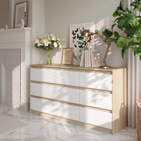 63” Wide Modern Minimalist 9-Drawer Dresser & Storage Sideboard